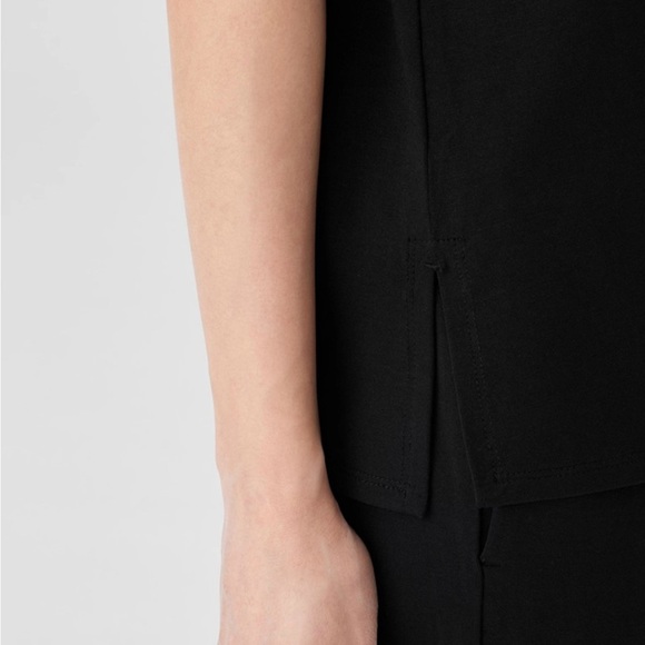 Eileen Fisher Stretch Jersey Knit Jewel Neck Tank Black Size Small NWT $98 - Picture 3 of 9